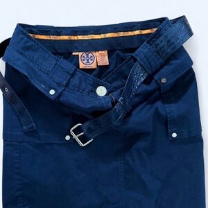 Tory Burch Dark Blue Belted Skirt